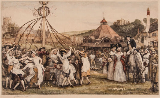 Maypole scene depicting an earlier era, vintage artwork by Robert Walker Macbeth, R.A., R.W.S., 12x8" (A4) Poster