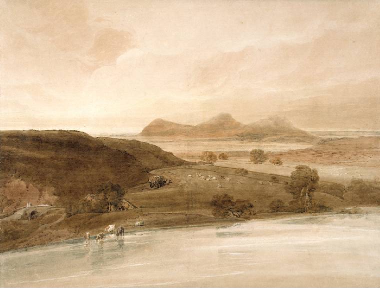 The Eildon Hills, near Melrose, vintage artwork by Thomas Girtin, 12x8" (A4) Poster