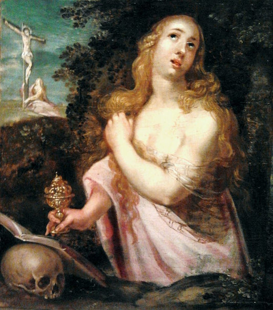 Penitent Mary Magdalene, vintage artwork by Dirk de Quade van Ravesteyn, 12x8" (A4) Poster