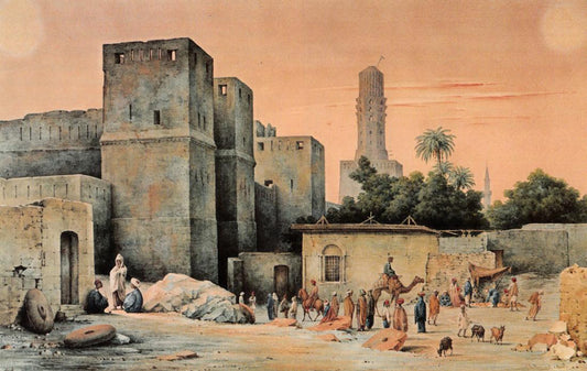 A View from Outside the City Gate, the Bab al-Nasr, in Cairo, vintage artwork by H.C. Stilling, A3 (16x12") Poster Print