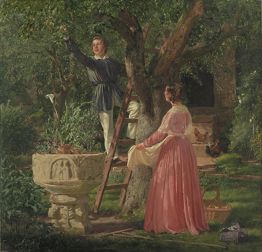 Gathering Apples, vintage artwork by Jorgen Roed, A3 (16x12") Poster Print
