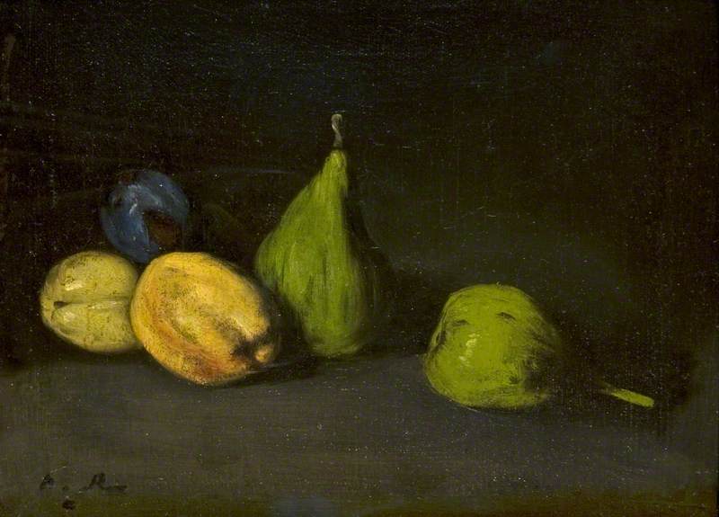 Still Life with Fruits, vintage artwork by Theodule-Augustin Ribot, 12x8" (A4) Poster