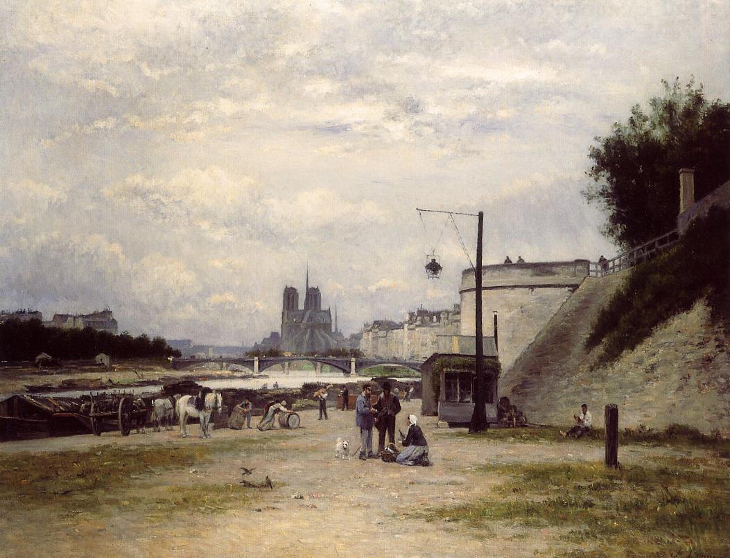 The Louviers Quay at Pont Sully, vintage artwork by Stanislas Lepine, 12x8" (A4) Poster