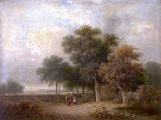 River Scene (Trees and Figures), vintage artwork by Samuel David Colkett, A3 (16x12") Poster Print