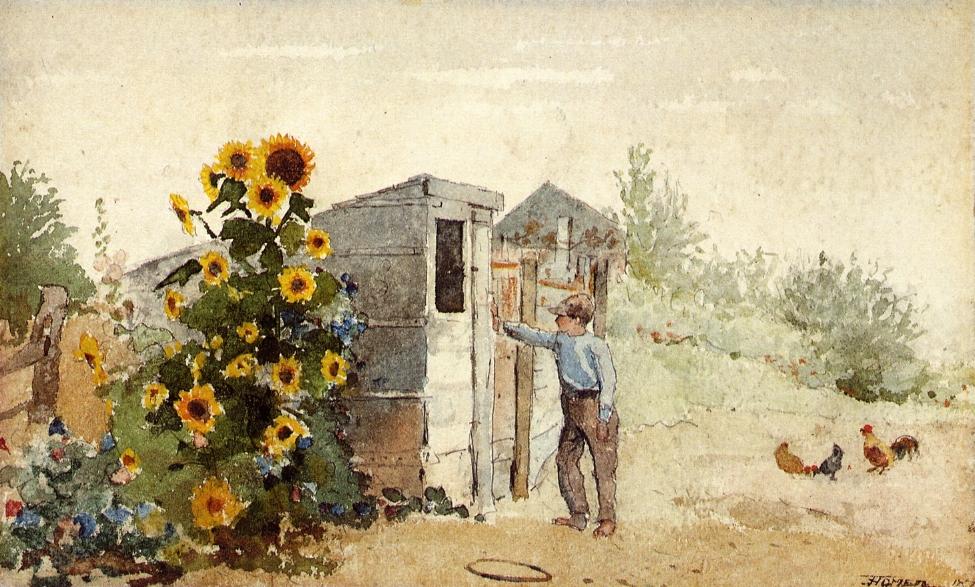 Backyard, Summer, vintage artwork by Winslow Homer, 12x8" (A4) Poster