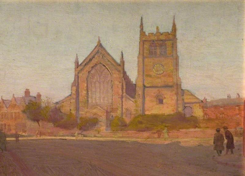 St Werburgh's Church from Wardwick, Derby by Ernest Townsend,16x12(A3) Poster