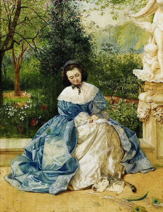 Contemplation in the sculpture garden, vintage artwork by Edward Killingworth Johnson, 12x8" (A4) Poster