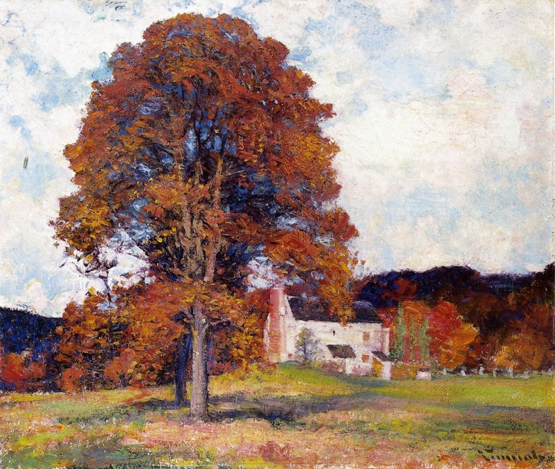 Autumn Hillside & My Studio, vintage artwork by Robert Vonnoh, 12x8" (A4) Poster