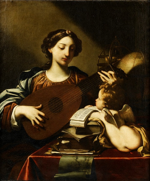 Allegorie de la musique, vintage artwork by Michele Desubleo, 12x8" (A4) Poster