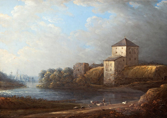 Nyköpings Castle, vintage artwork by Carl Johan Fahlcrantz, 12x8" (A4) Poster
