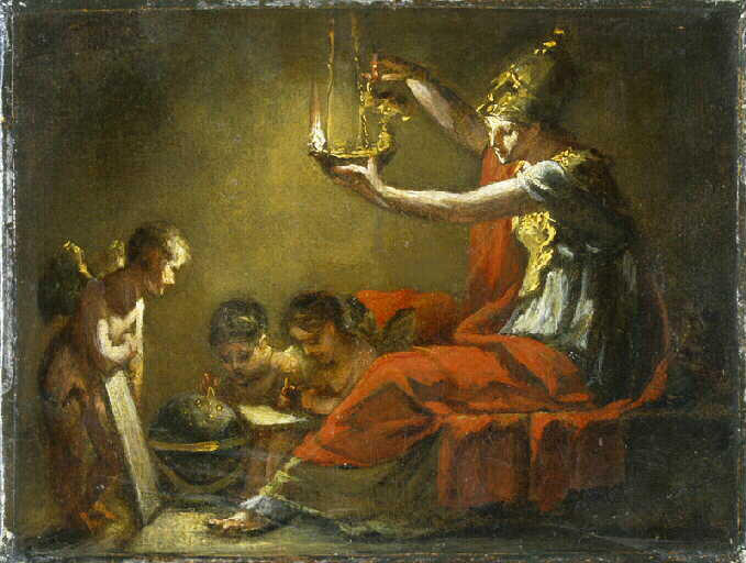 Minerve eclairant les Sciences et les Arts (study), vintage artwork by Pierre-Paul Prud'hon, 12x8" (A4) Poster