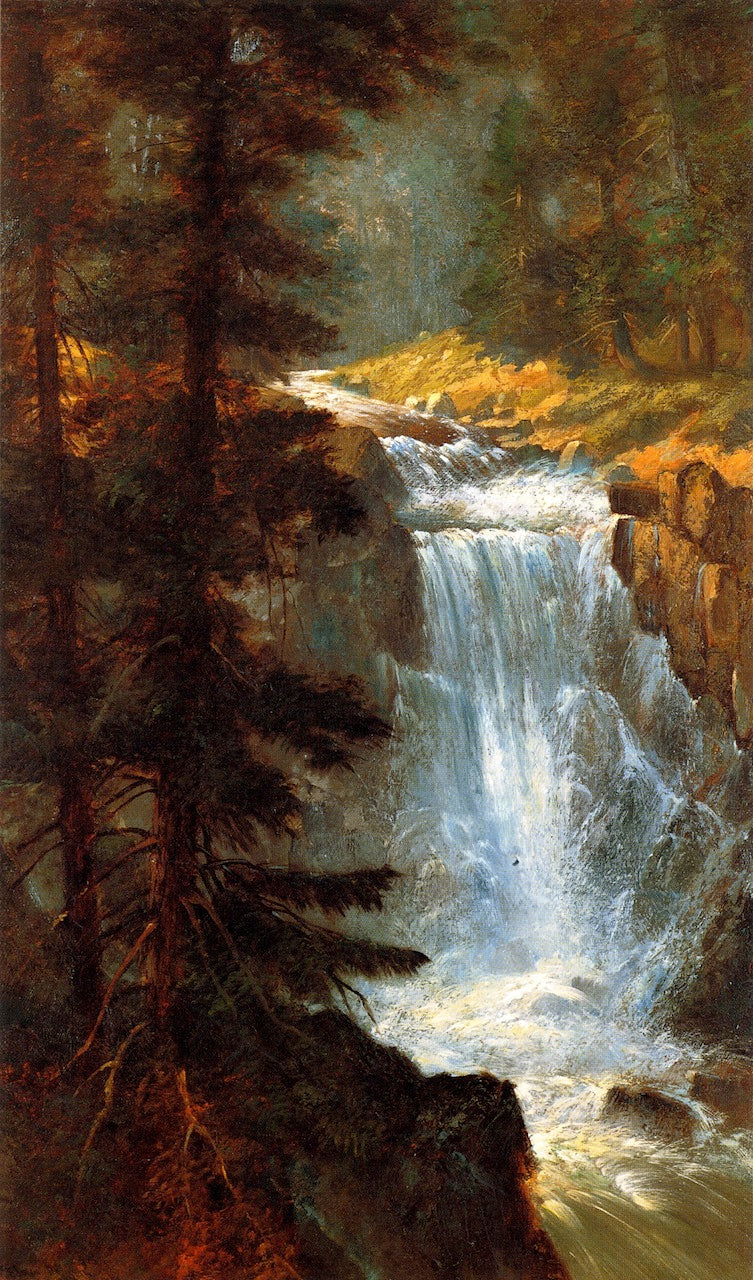 Cascade Falls near Lake Tahoe, vintage artwork by Edwin Deakin, 12x8" (A4) Poster