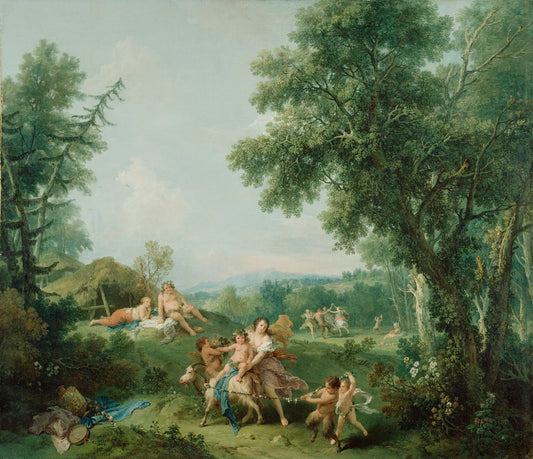 Landscape with the Education of Bacchus, vintage artwork by Francesco Zuccarelli, 12x8" (A4) Poster