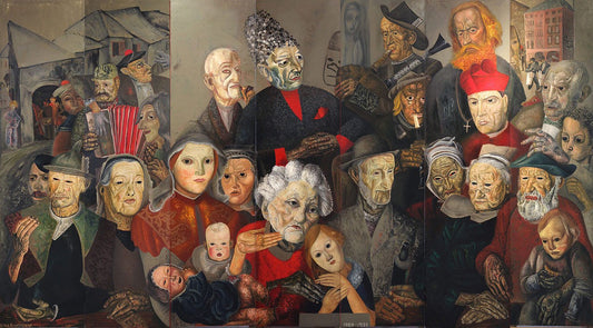 Faces of the World, vintage artwork by Boris Grigoriev, 12x8" (A4) Poster