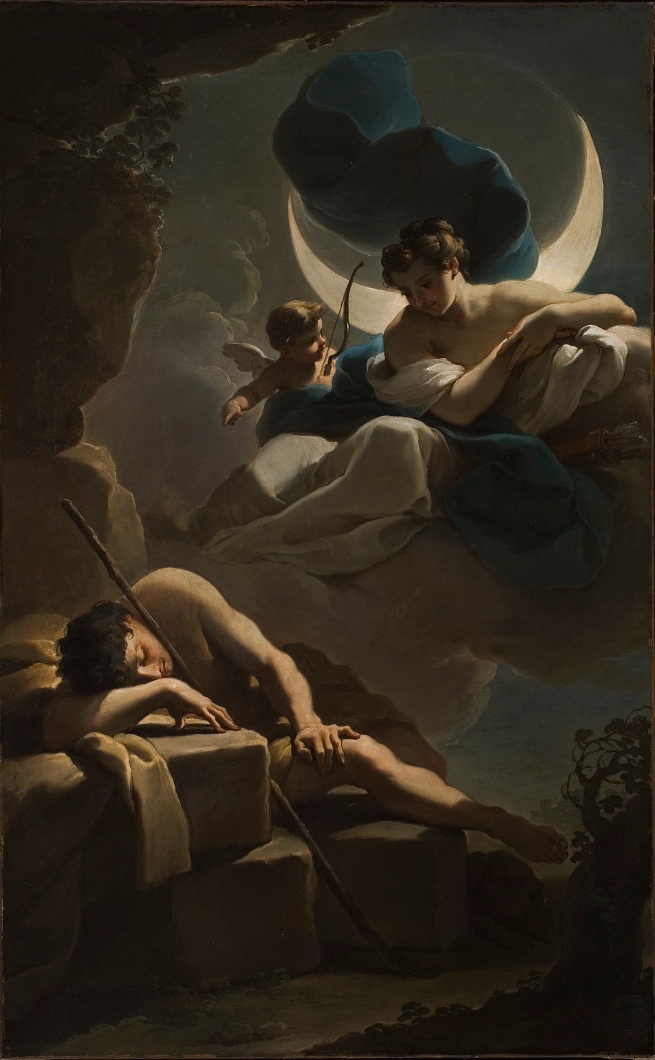 Selene and Endymion, vintage artwork by Ubaldo Gandolfi, 12x8" (A4) Poster