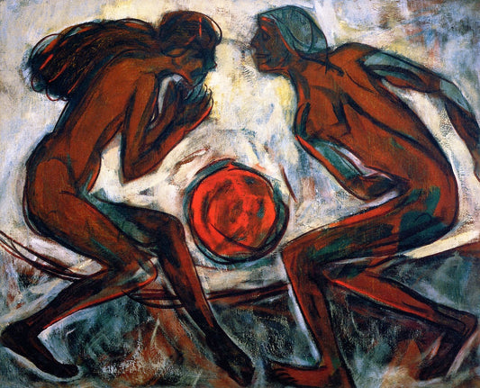 Dancing around the Ball of the Sun, vintage artwork by Christian Rohlfs, 12x8" (A4) Poster