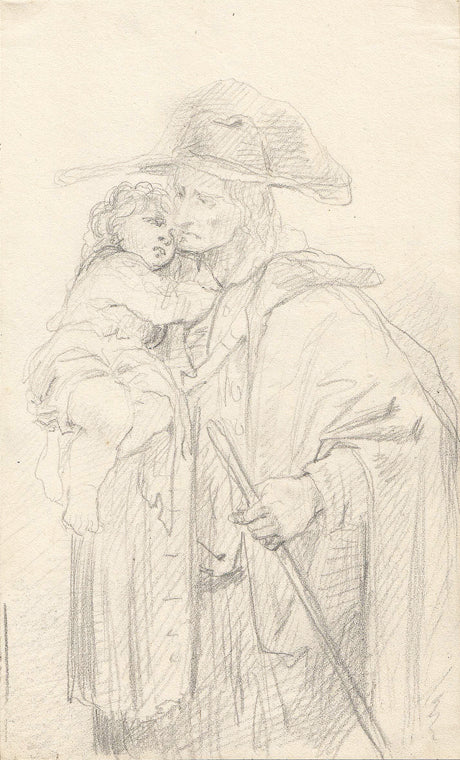 Le père et l'enfant, vintage artwork by Tony Johannot, A3 (16x12") Poster Print