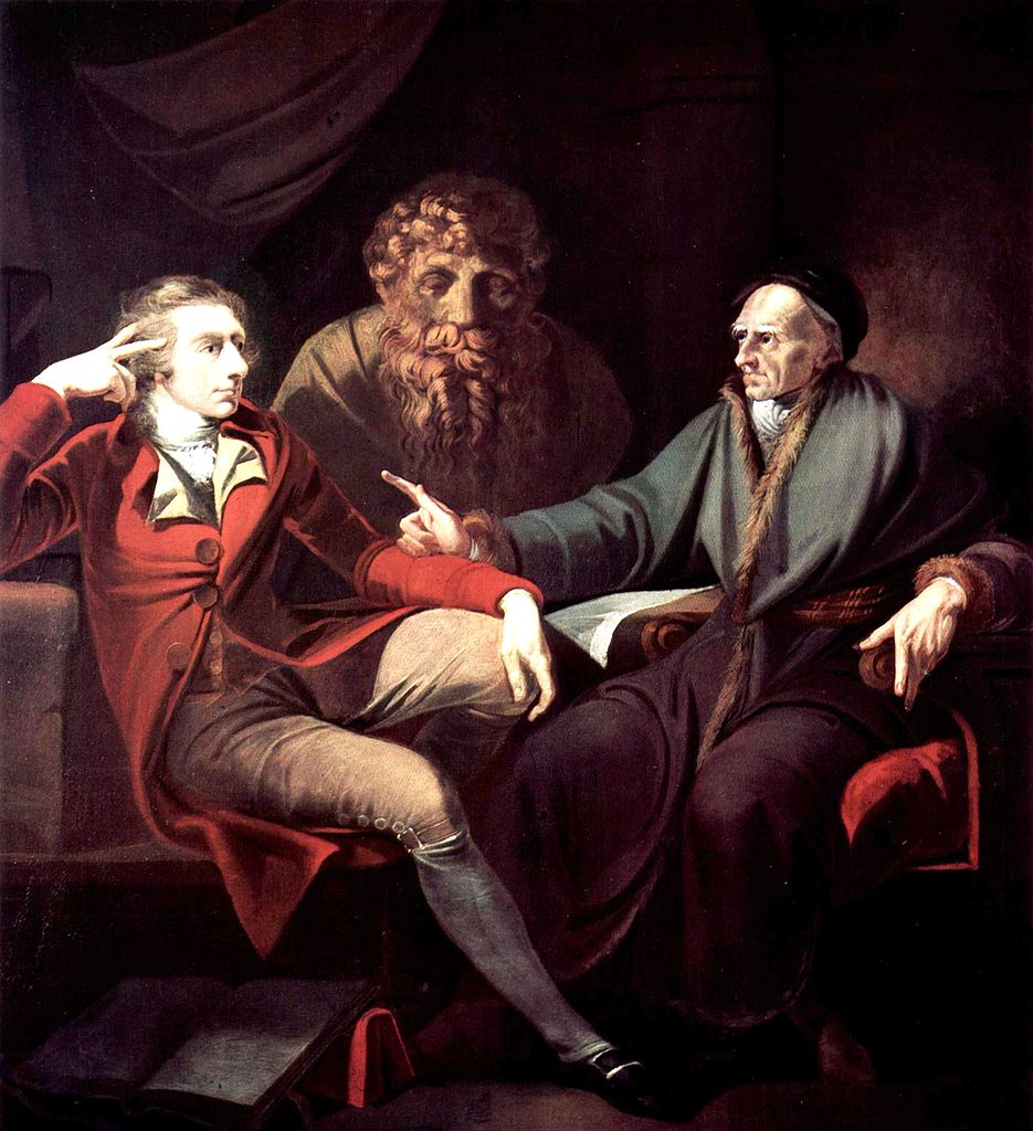 The artist in conversation with Johann Jakob Bodmer, vintage artwork by Johann Heinrich Füseli, 12x8" (A4) Poster