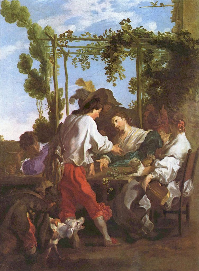 A Game of Mora, vintage artwork by Johann Liss, 12x8" (A4) Poster