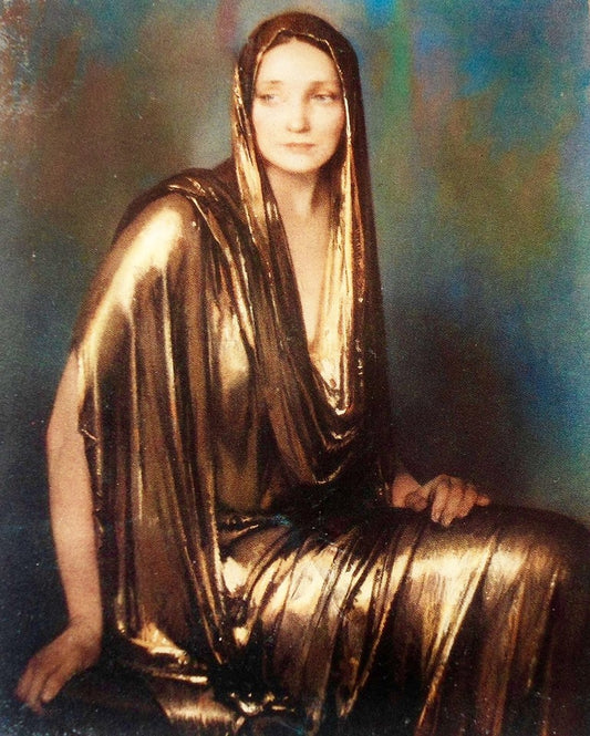 Femme en Robe Doree, vintage artwork by Firmin Baes, 12x8" (A4) Poster