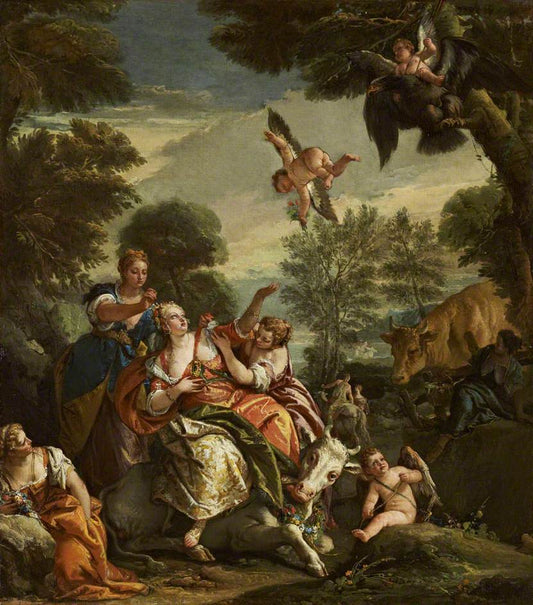 The Rape of Europa (after Veronese), vintage artwork by Giovanni Battista Tiepolo, 12x8" (A4) Poster