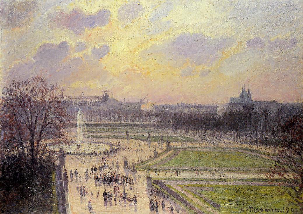 The Bassin des Tuileries: Afternoon, vintage artwork by Camille Pissarro, 12x8" (A4) Poster