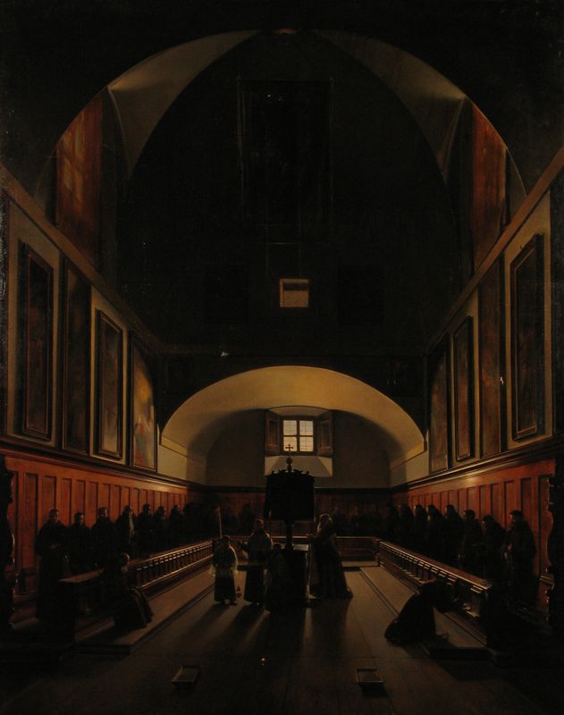 Interior of a Monastery, vintage artwork by François-Marius Granet, 12x8" (A4) Poster