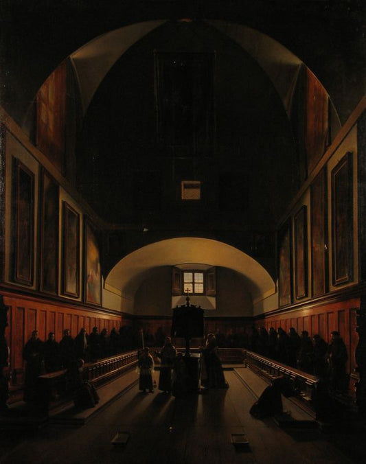 Interior of a Monastery, vintage artwork by François-Marius Granet, 12x8" (A4) Poster