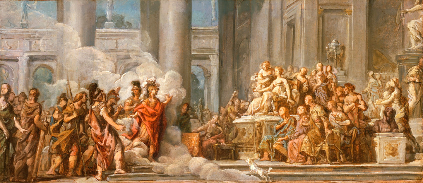 The Arrival of Aeneas in Carthage, vintage artwork by Jean Bernard Restout, 12x8" (A4) Poster