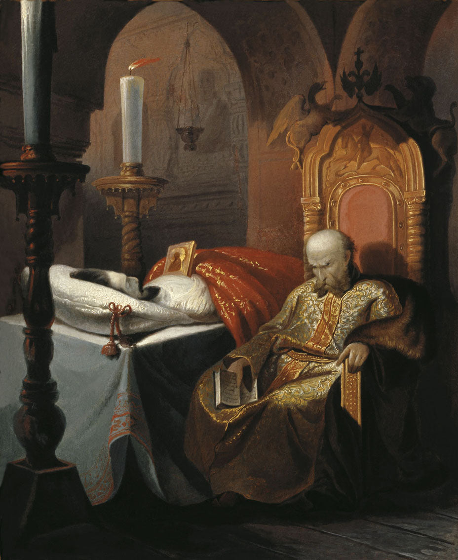 Ivan the Terrible by  the Body of His Dead Son, vintage artwork by Nicolai Semenovich Shustov, 12x8" (A4) Poster