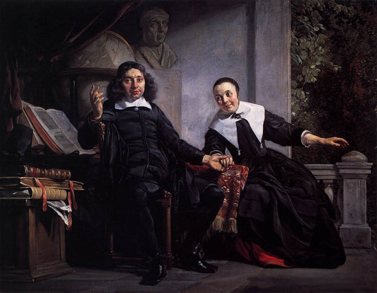 Portrait of the Haarlem Printer Abraham Casteleyn and his Wife Margarieta van Bancken., vintage artwork by Jan de Bray, 12x8" (A4) Poster
