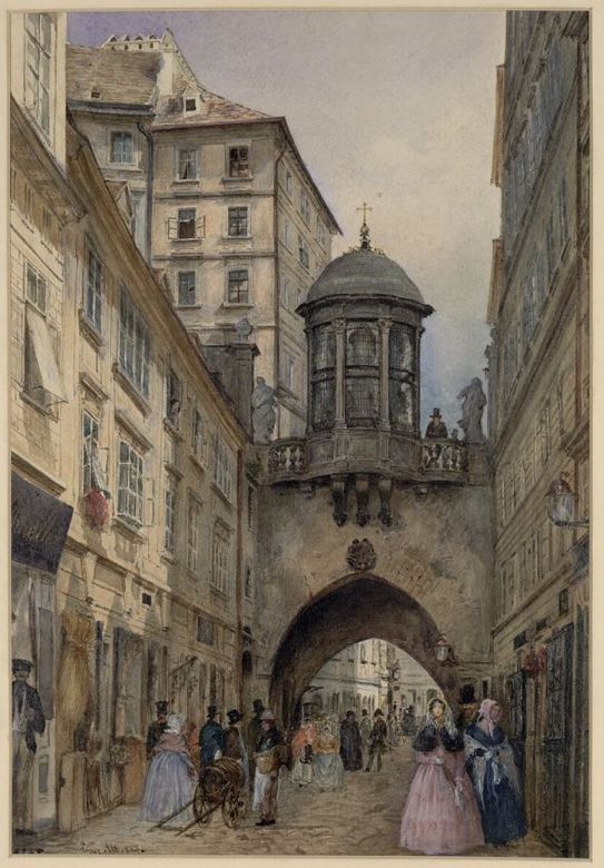 Der tiefe Graben in Wien, vintage artwork by Franz von Alt, A3 (16x12") Poster Print
