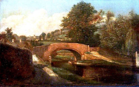 Canal Bridge, Brimscombe, Gloucestershire, vintage artwork by Desire Delaplace-Gerardin, A3 (16x12") Poster Print