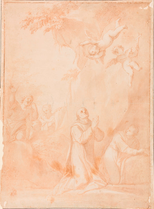 St. Bernard in Ecstasy, vintage artwork by Marcantonio Franceschini, 12x8" (A4) Poster