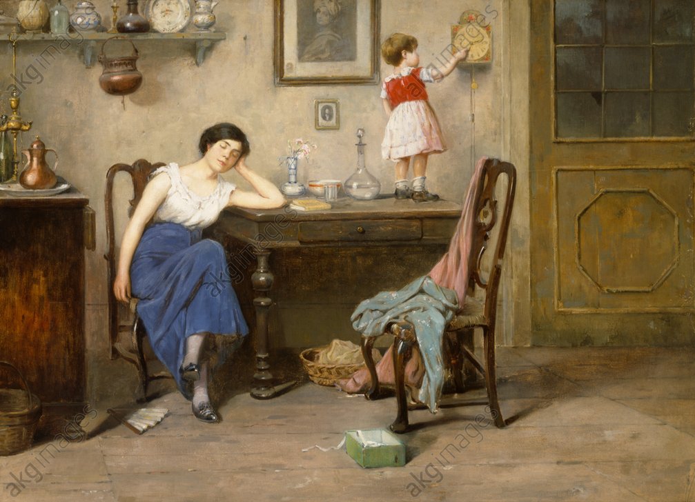 The tired mother by Cesare Vianello,A3(16x12")Poster