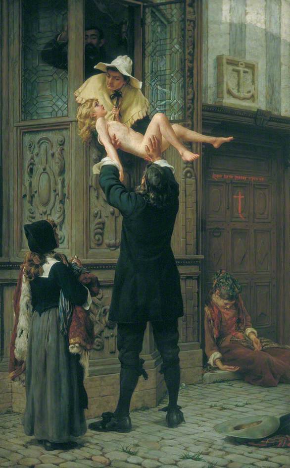 Rescued from the Plague, vintage artwork by Frank William Topham, 12x8" (A4) Poster