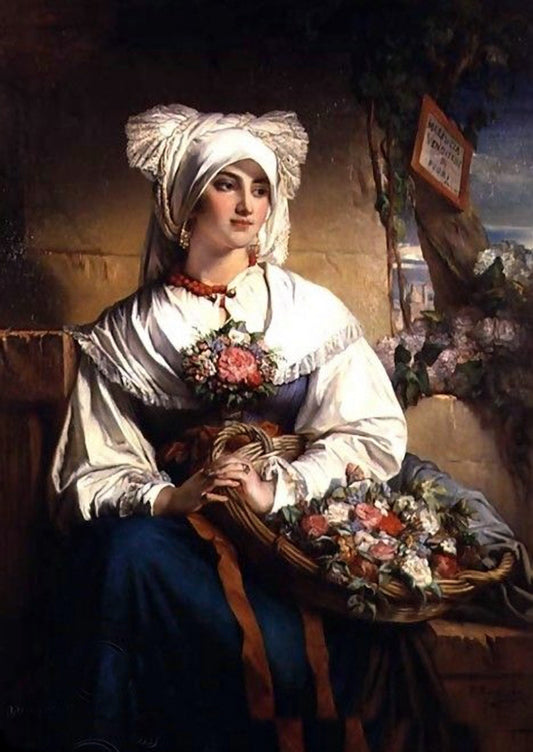 Flower Girl from Trieste, vintage artwork by Jean-François Portaels, A3 (16x12") Poster Print