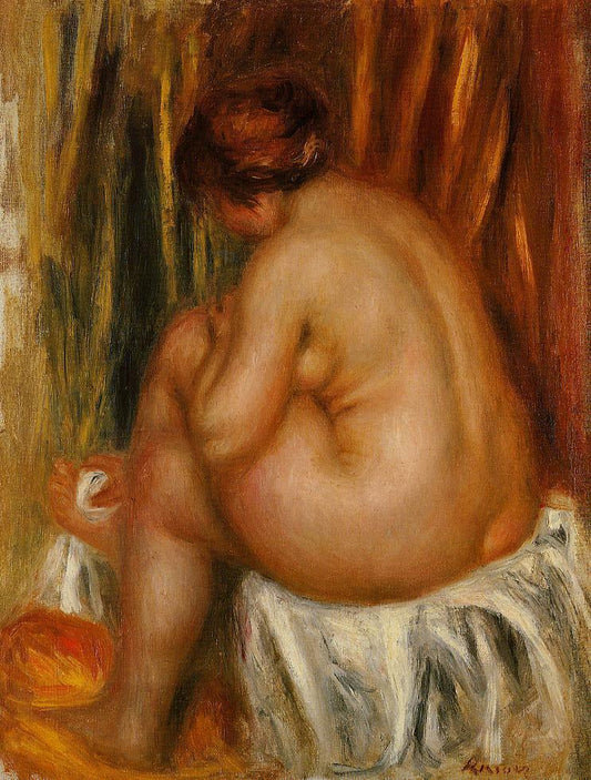 After Bathing (nude study), vintage artwork by Pierre Auguste Renoir, 12x8" (A4) Poster