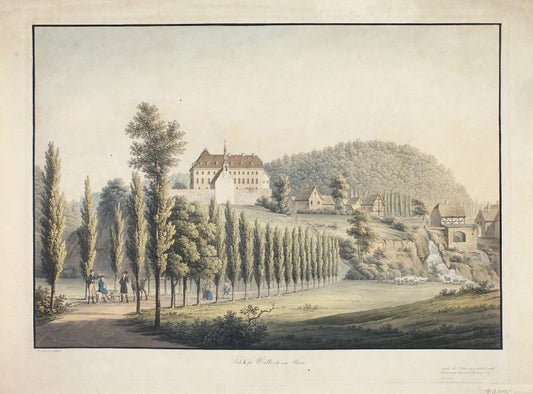 Schloss Walbeck, vintage artwork by Christian Gottlob Hammer, 12x8" (A4) Poster
