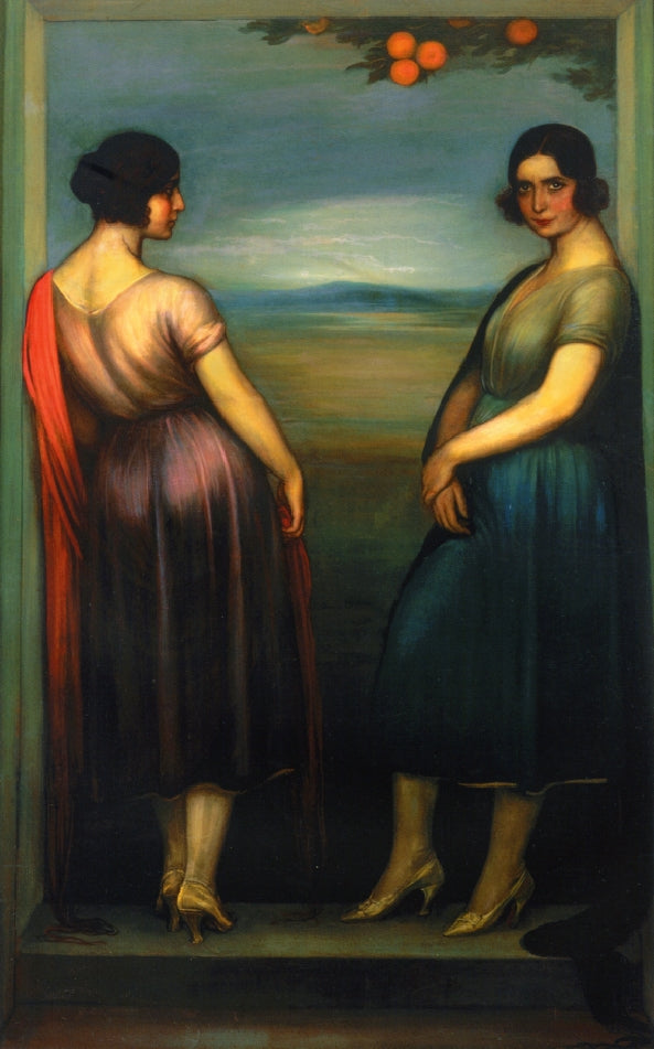 Carmen and Fuensanta, vintage artwork by Julio Romero de Torres, 12x8" (A4) Poster