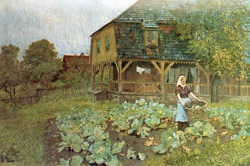 Gammelt herresade pa Grunerlokken, vintage artwork by Fritz Thaulow, 12x8" (A4) Poster