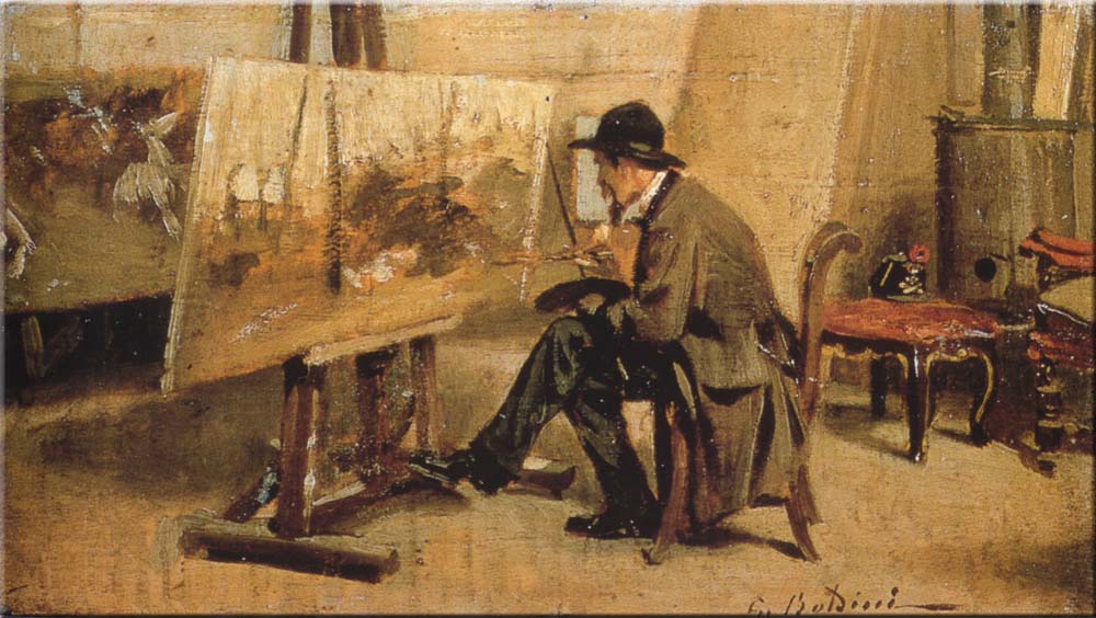 Giovanni Fattori in His Studio, vintage artwork by Giovanni Boldini, 12x8" (A4) Poster