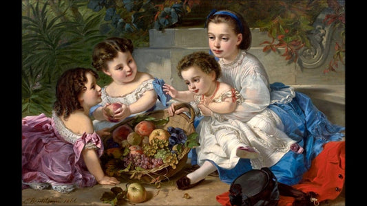 Children with Fruit, vintage artwork by Charles Edouard Boutibonne, A3 (16x12") Poster Print