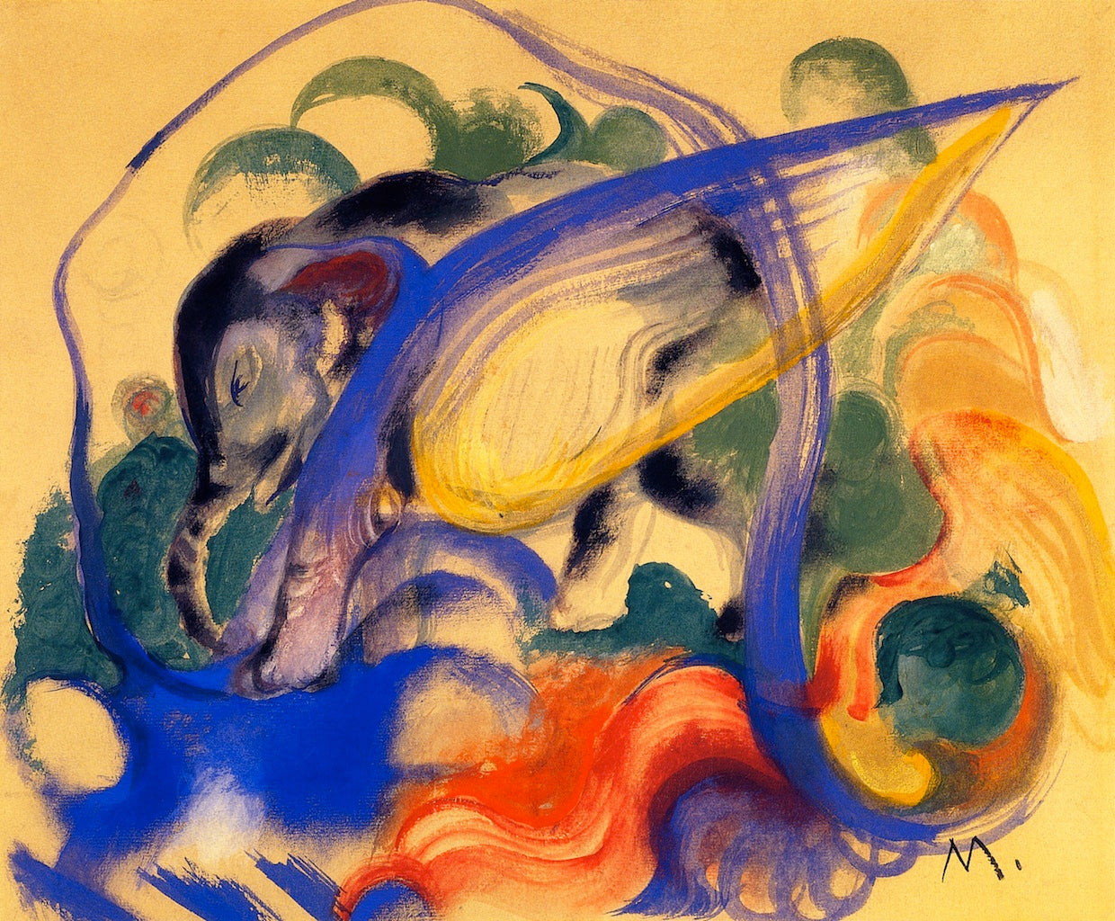 Fabulous Beast, vintage artwork by Franz Marc, 12x8" (A4) Poster