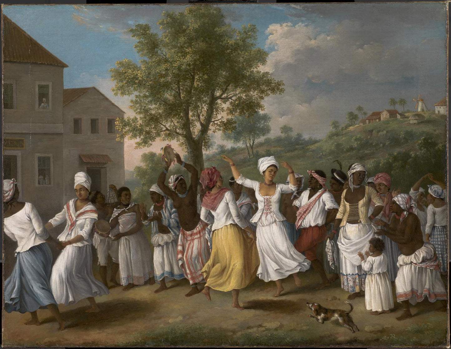 Dancing Scene in the West Indies, vintage artwork by Agostino Brunias, 12x8" (A4) Poster