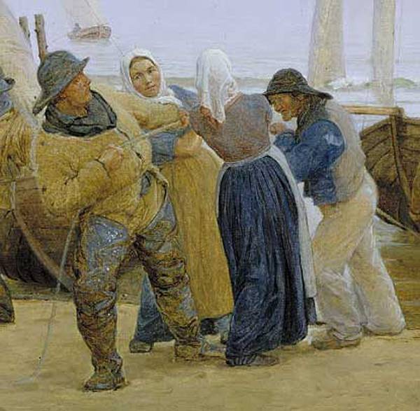 Fishermen of Hornbaek, vintage artwork by Peder Severin Kroyer, 12x8" (A4) Poster