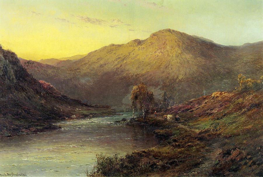 Near Dunkeld, vintage artwork by Alfred de Breanski, Sr., 12x8" (A4) Poster
