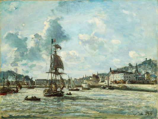 Entrance to the Port of Honfleur, vintage artwork by Johan Barthold Jongkind, A3 (16x12") Poster Print