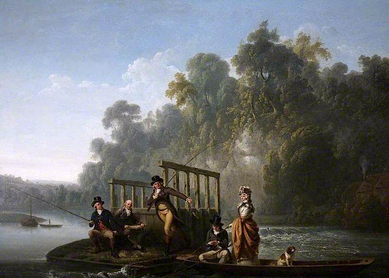The Fishing Party, vintage artwork by Attributed to Joseph Farington, R.A., 12x8" (A4) Poster