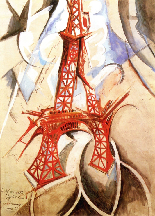 Simultaneous Tower, vintage artwork by Robert Delaunay, 12x8" (A4) Poster